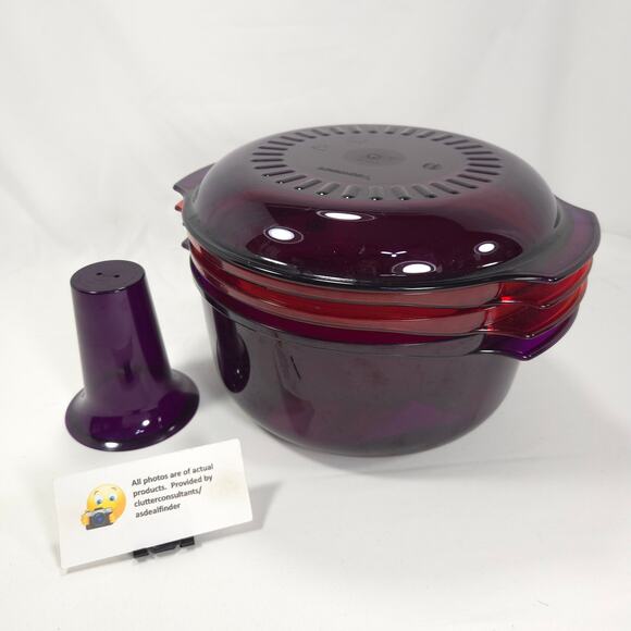 Tupperware 5-pc Stack Cooker #2193A #2210A #2192B #2196A Red Purple - Picture 1 of 6